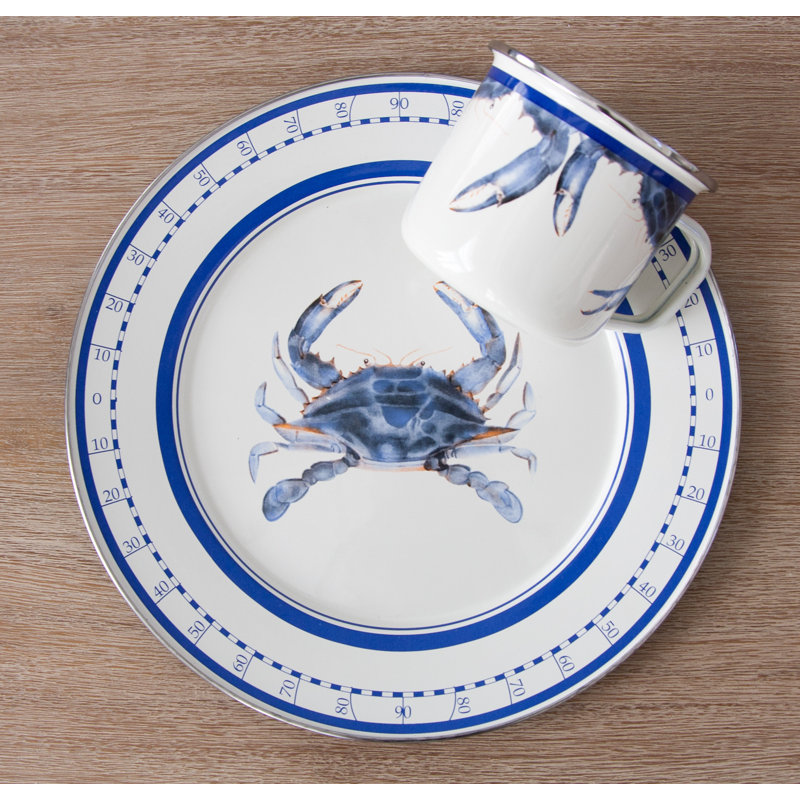 Blue Crab Enamelware Animal Print Charger