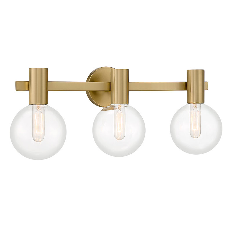  Éclairage pour meuble-lavabo de salle de bain 3 lumières Wright en laiton chaud, Or