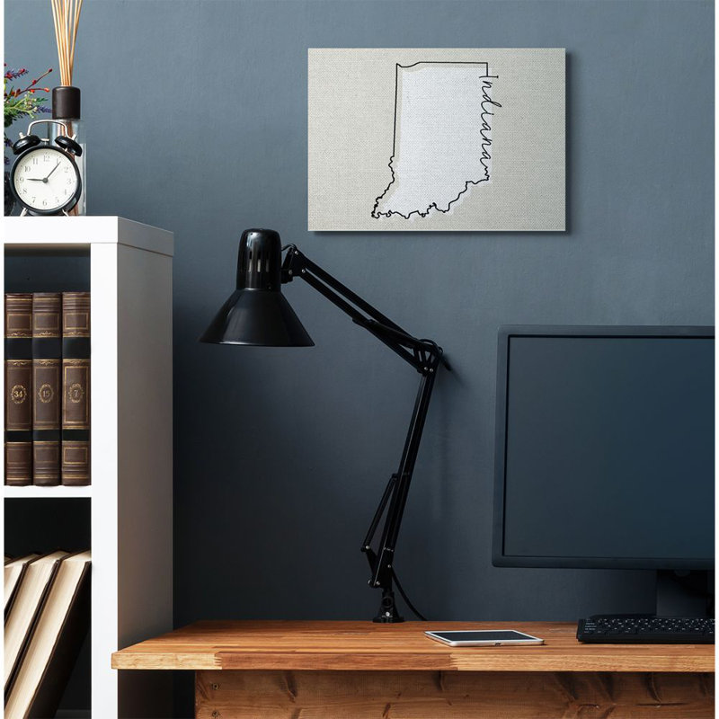 « indiana home state map neutral design », impression sur toile, Toile, H 16 po x l 20 po x P 1,5 po