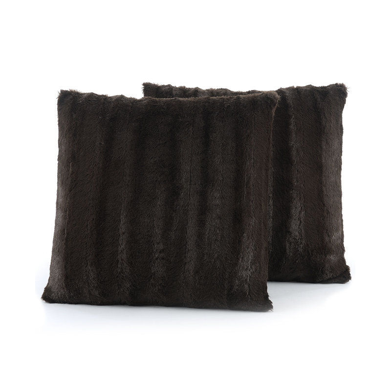 Chocolate Faux Fur 20" x 20" Throw Pillow Cover