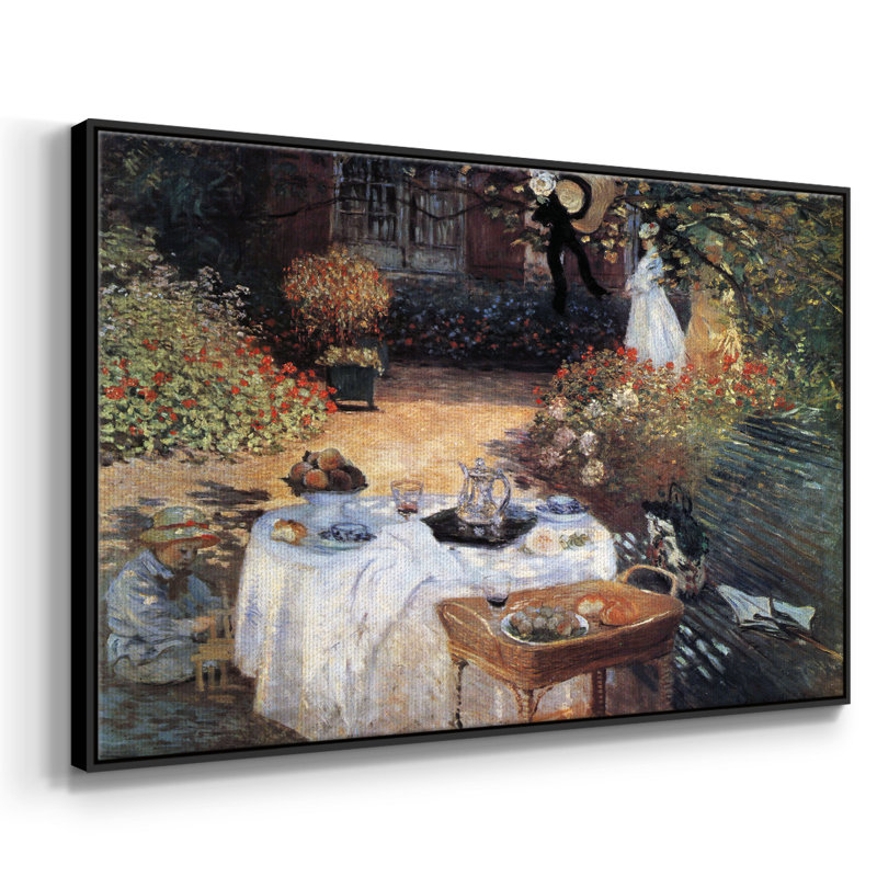 Le déjeuner encadré sur toile par Claude Monet, H 27 po x l 41 po x P 2 po, Noir