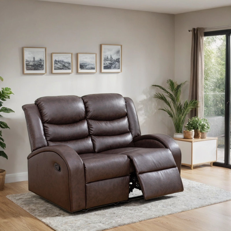 53" Luxcomfort Leather Reclining Loveseat – Plush Seating For Ultimate Relaxation, Brown