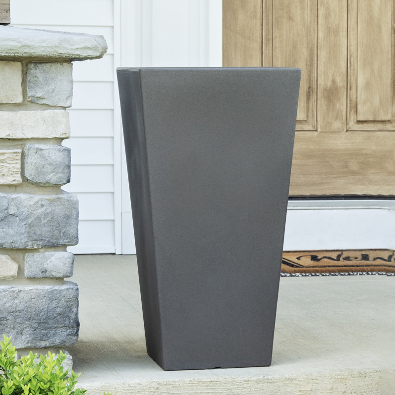Step2 Tremont Square Tall Tapered Plastic Outdoor Planter, Dark Cedar, 2