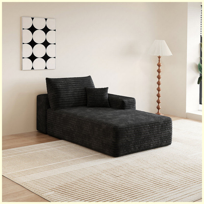 Canapé-lit convertible noir, 68.1" W, Black Corduroy