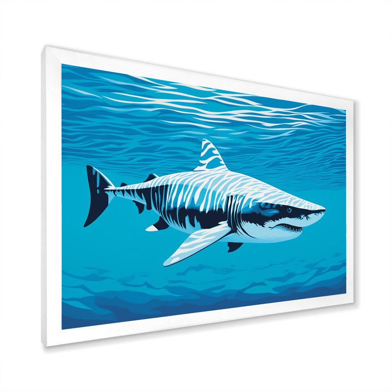 " Tiger Shark Territory ", White Single Picture Framed, 16" H x 32" W x 1" D