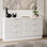 Commode de rangement polyvalente à 6 tiroirs avec panneau cannelé pour le salon et la chambre à coucher