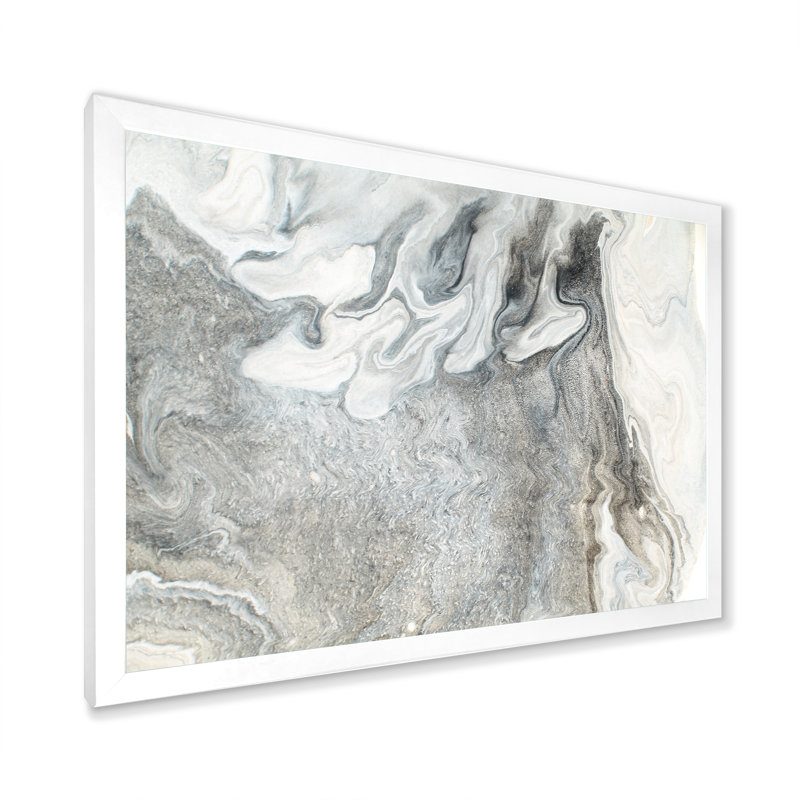 «Wave Art» dans les tons de gris III, impression sur toile, Cadre photo blanc, H 30 po x l 40 po x P 1,5 po