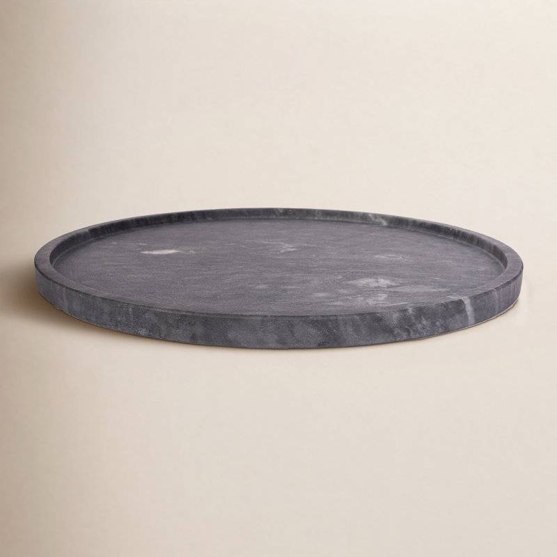 Plateau rond en marbre Artifacts Rattan ™, Noir mat