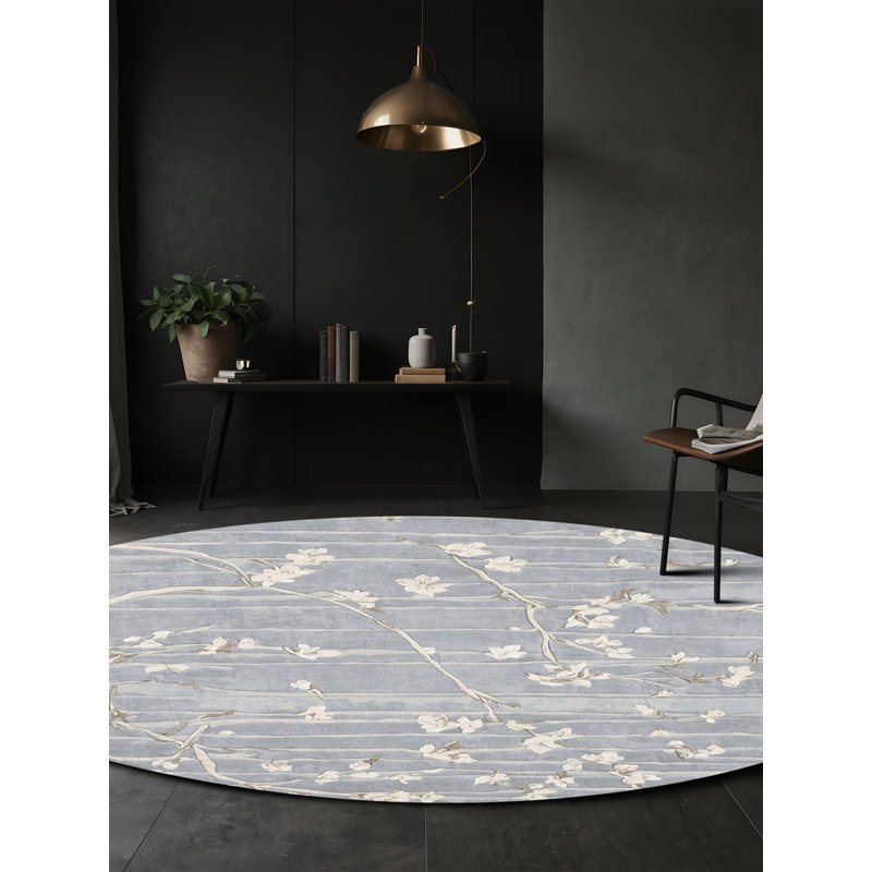 Silky Soft Plush Gray Area Rug, Round 4'