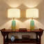 Ensemble de 2 lampes de table modernes en céramique avec motif géométrique et abat-jour tambour