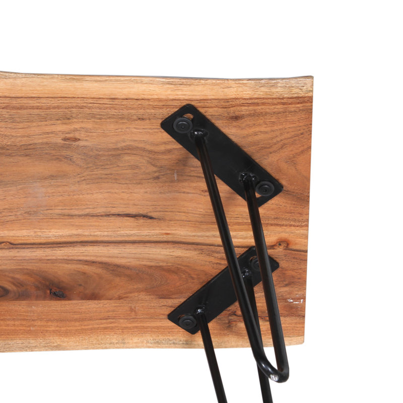 Bexton 20"W Industrial Modern Solid Wood Rectangular Hairpin Live Edge End Table