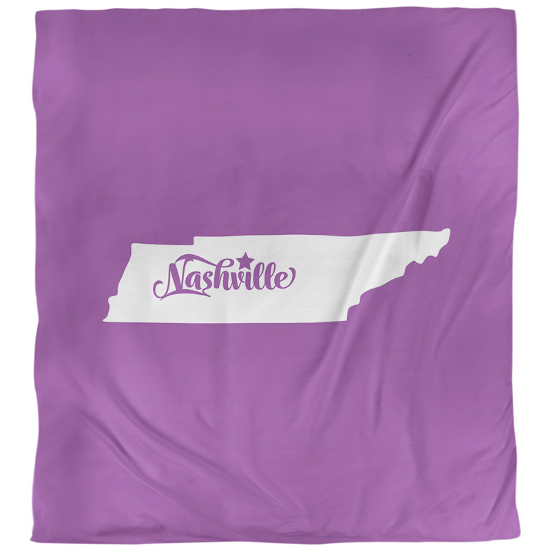 Housse de couette réversible simple Nashville Tennessee, Polyester brossé, Housse de couette pour très grand lit, Violet