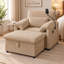 Chaise longue en chenille avec repose-pieds, dossier réglable, table d'appoint pliable et ports de charge USB Norelvessique-2126257345