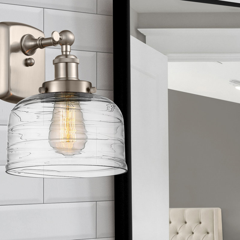 Ballston Urban Bell - 1 Light 8" Sconce, Incandescent, Antique Copper, Clear Deco Swirl