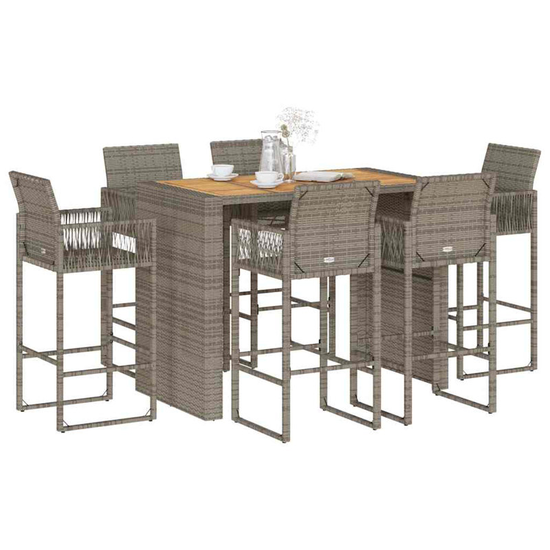 Ebern Designs Bar Set with Wicker/Rattan Frame