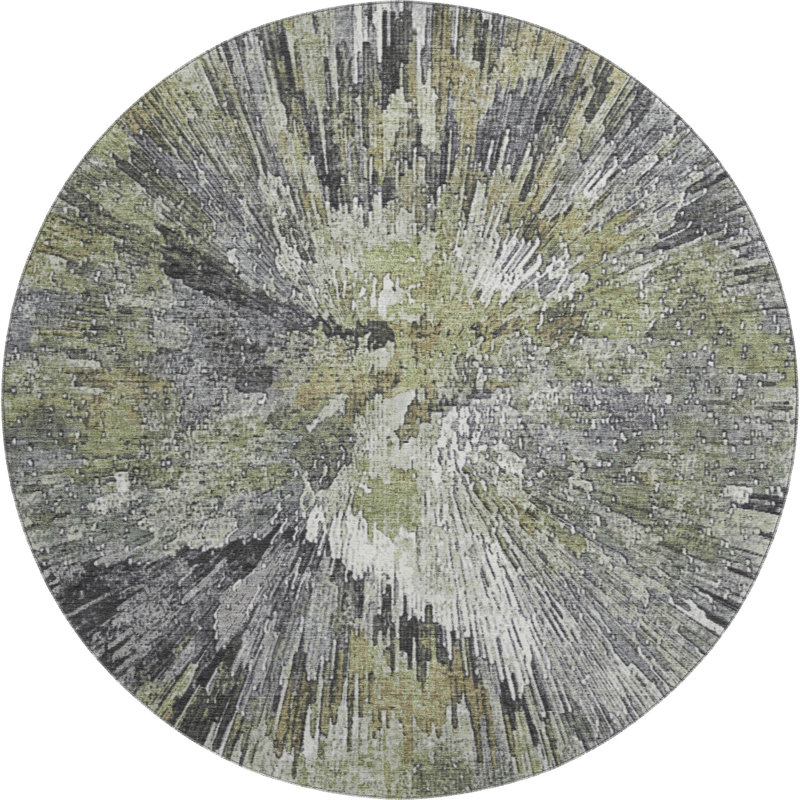 Premium Machine Washable Mayfield AMF2283 Abstract Rug, Fern, 8' Round