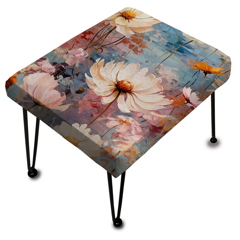 Pink Monets Garden Botanical Pattern - Floral Rectangle Ottoman