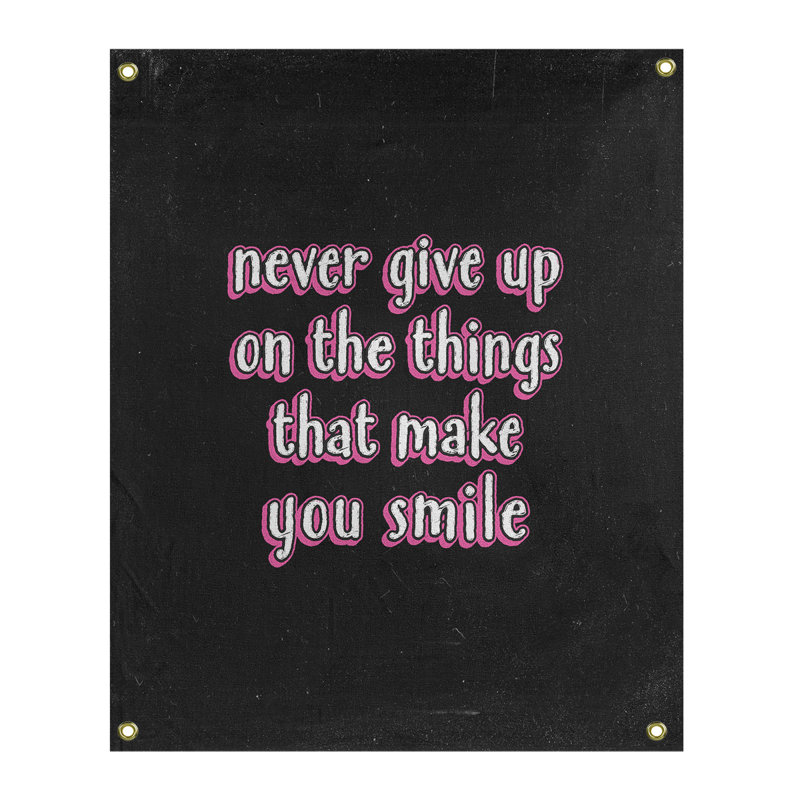 Tapisserie tableau noir en polyester joy et perseverance quote, H 36 po x l 26 po, Rose