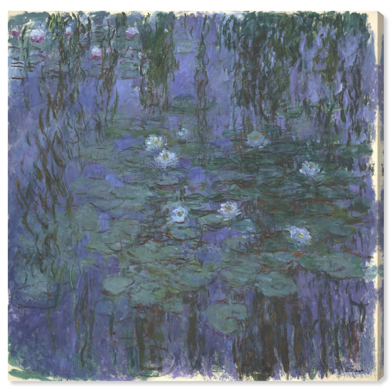 Blue Water Lilies Canvas Print Wall Art, 16" x 16"