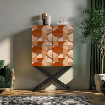 Armoire de rangement spacieuse à quatre portes avec plateau en noyer