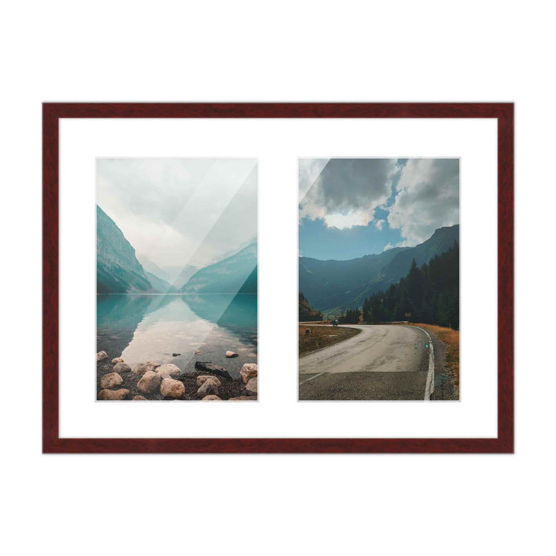 Wood Picture Frame with Mat, 4" x 6", 8" x 10", Dark Brown/White