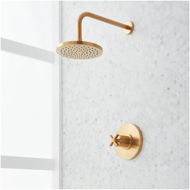 Vassor Pressure Balance Shower System - Matte Black, Brushed Gold