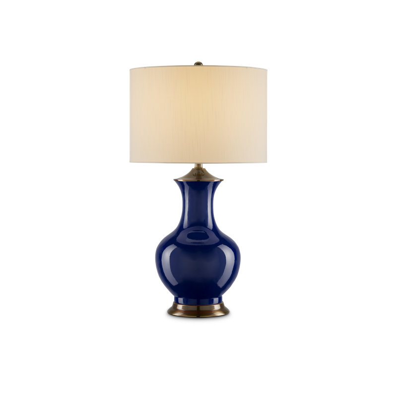 Lampe de table rouge Lilou, Bleu / laiton antique