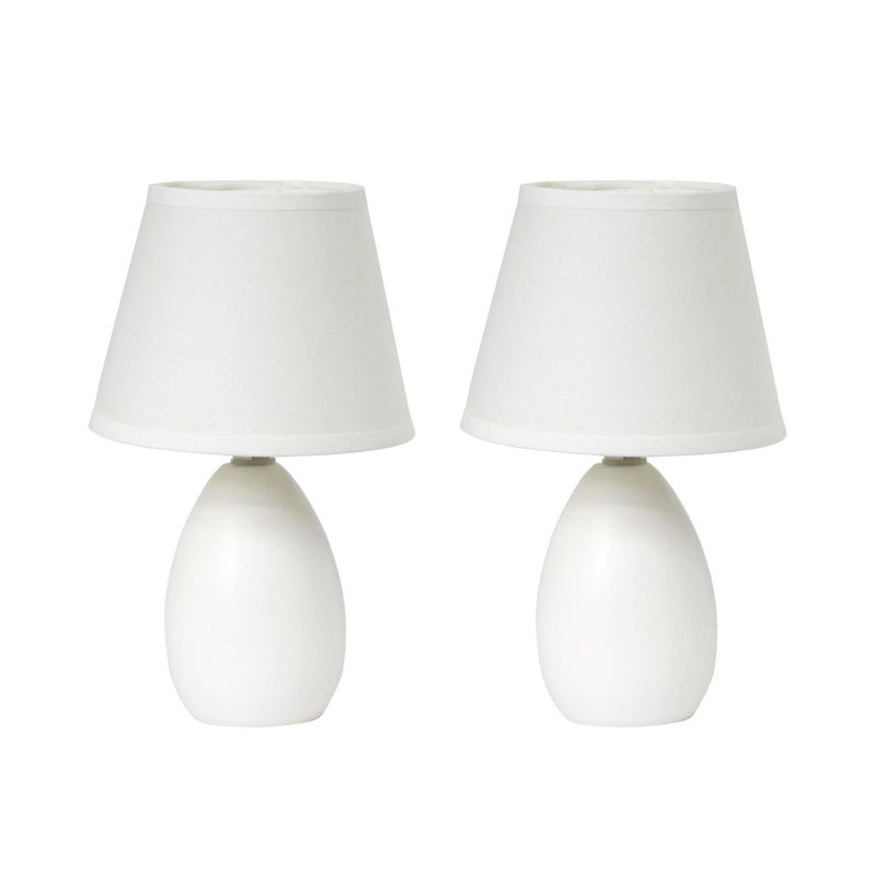 Mini Egg Oval Ceramic Table Lamp, White, Ivory