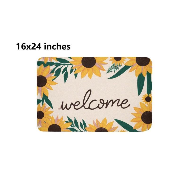 Tapis pour salle de bain Sunflower Wreath Welcome, 16 x 24