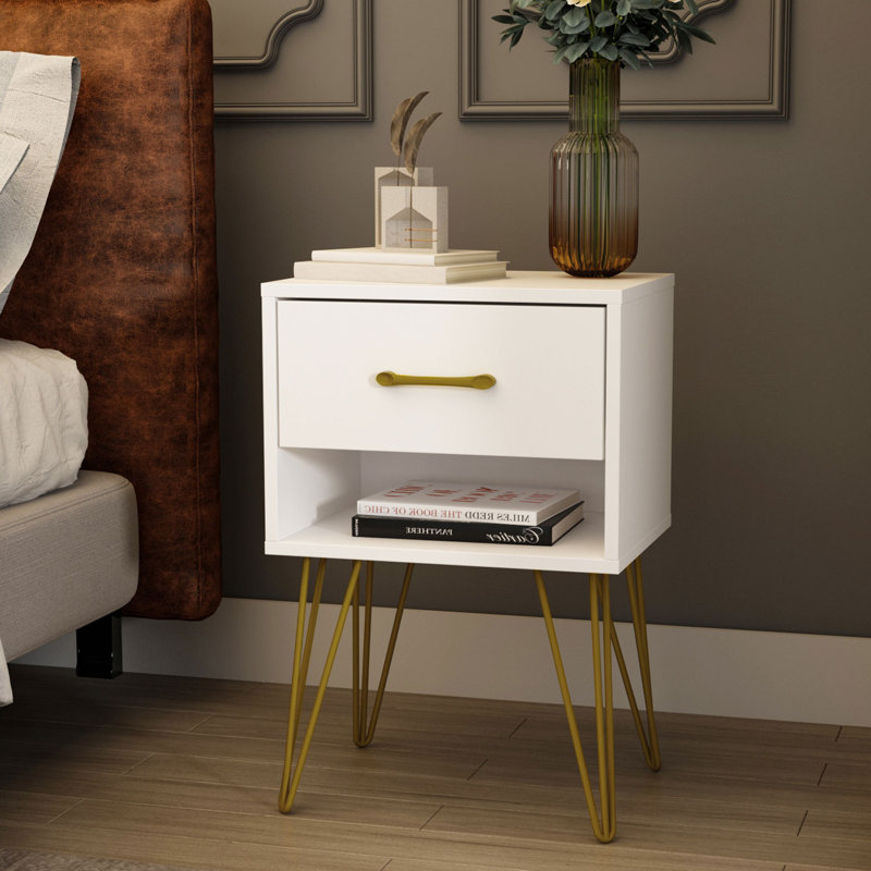 Marthel 15.7'' W Metal Nightstand, Black