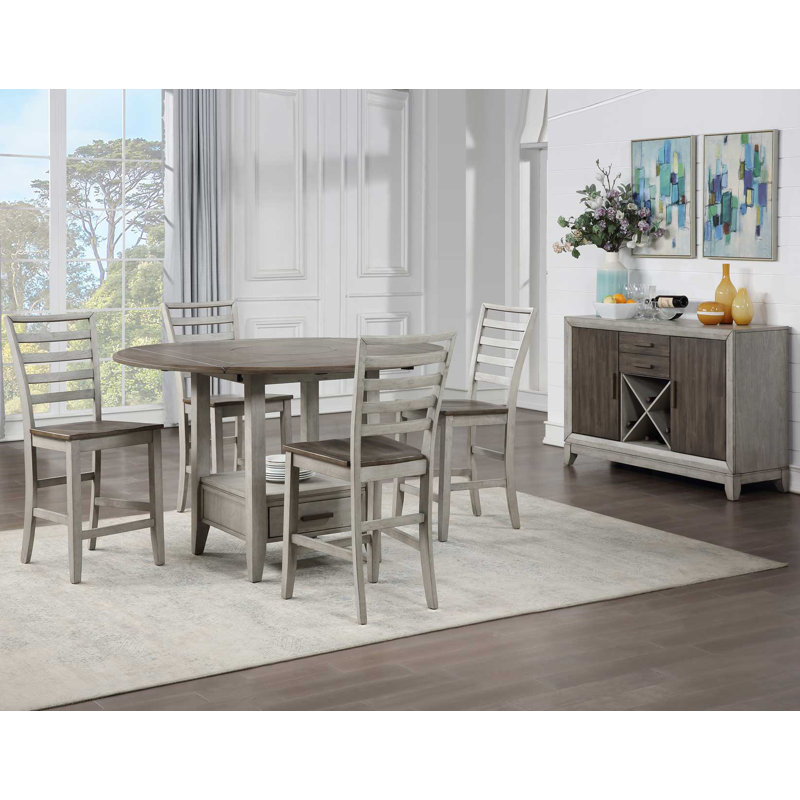 Abacus 5-Piece Counter Drop-Leaf Dining Set(Table & 4 Chairs)
