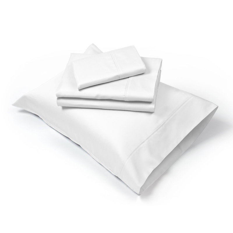 Sateen Solid Colour Sheet Set, Queen Sheet Set + 1 Fitted Sheet + 2 Pillowcases, White