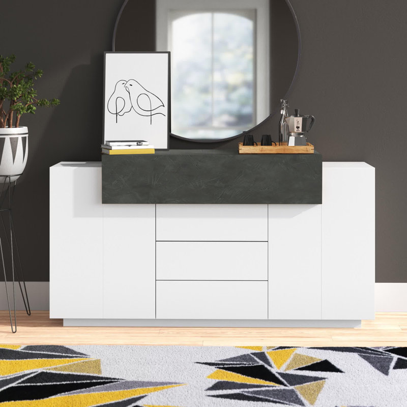 Sofren 160cm Sideboard, White/Black