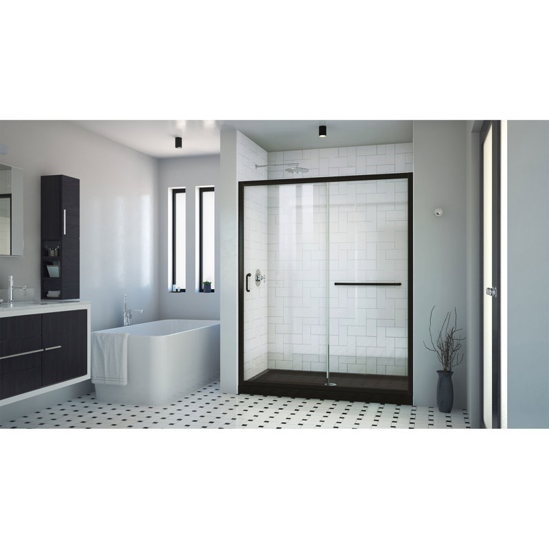 Infinity-Z 60" W x 74.75" H Framed Sliding Shower Kit, Center, Black