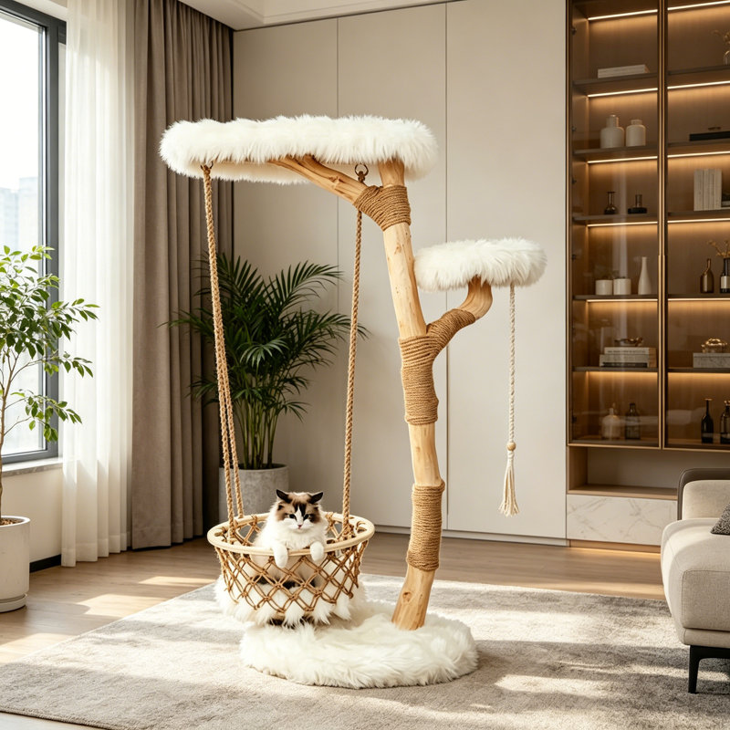Simple Solid Wood Designed Cat Climbing Frame