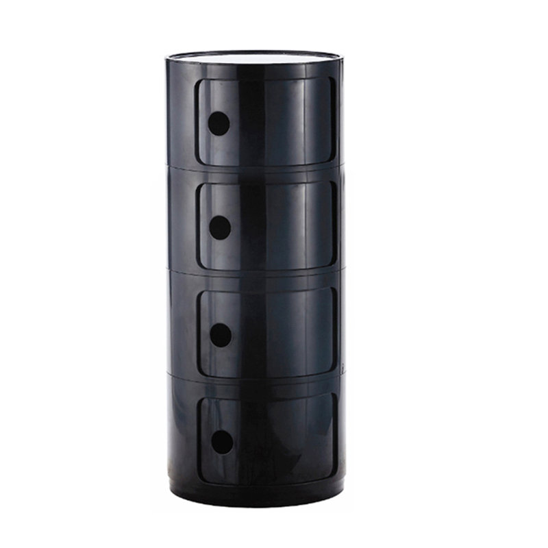 Kimmori Tray Top Drum End Table, Black