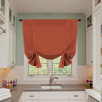 Curtain Thermal Insulated Tie Up Window Shade Light Blocking Curtains for Bathroom, Rod Pocket Single Panel