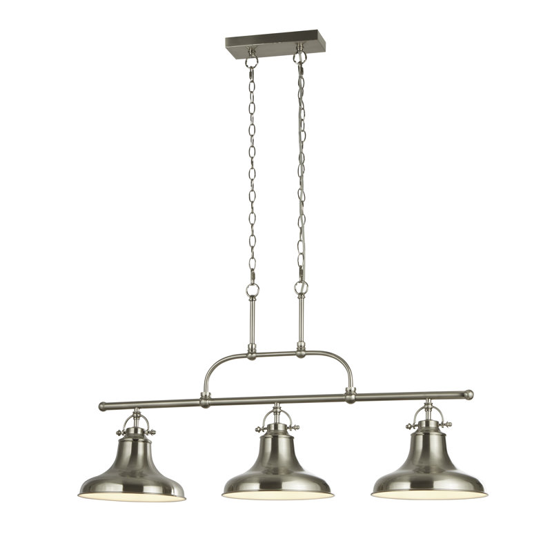 Neveah 3-Light Kitchen Island Chandelier, Satin Silver
