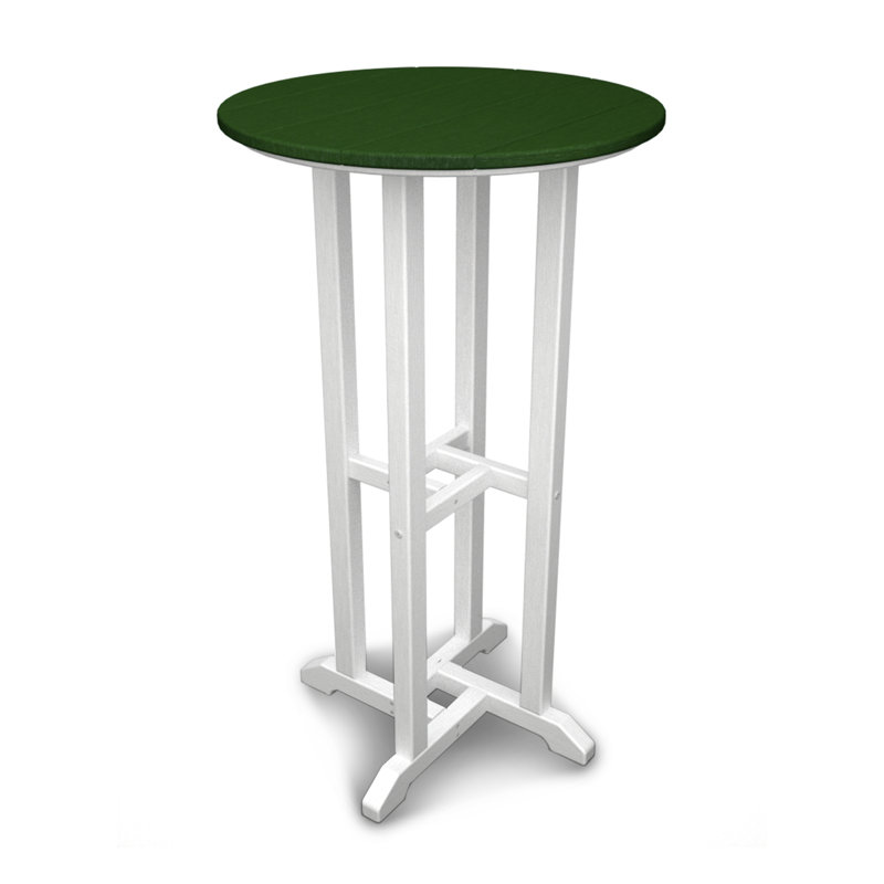 POLYWOOD Tables Round Dining Table, 42" H x 24" W x 24" L, White & Green