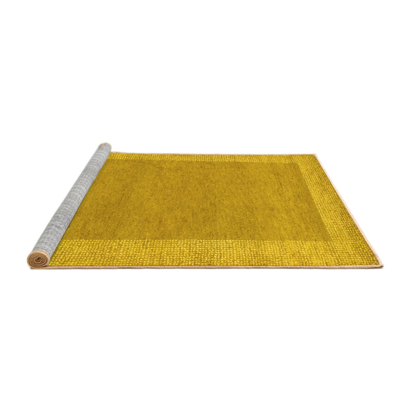 Tapis contemporains jaunes lavables à la machine 795, Rond 5 pi