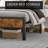 King Size Platform Bed Frame With 2-tier Storage Headboard/ Charging Station,Rustic Brown-98975038-98975039