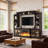 98" TV Stand with Electric Fireplace and Glass Cabinet, Adjustable Shelves & Cable Holes,  Farmhouse Wall Unit Entertainment Center With 3-Sided Electric Fireplace TV Stand For Tvs Up To 75", Black-2049761466