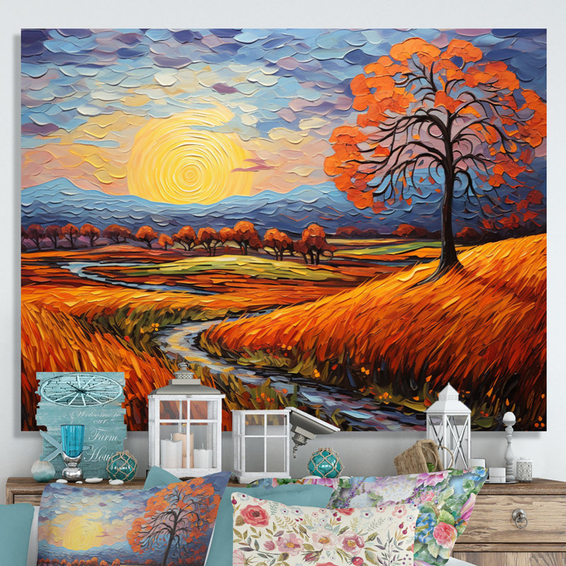 " Vangogh Autumn Path II " by Vincent Van Gogh Painting Print, Wrapped Canvas, 12" H x 20" W x 1" D