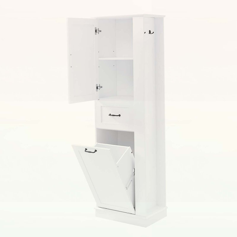 Armoire de rangement de salle de bain moderne avec compartiment inclinable, tablettes réglables, charnières à fermeture en douceur