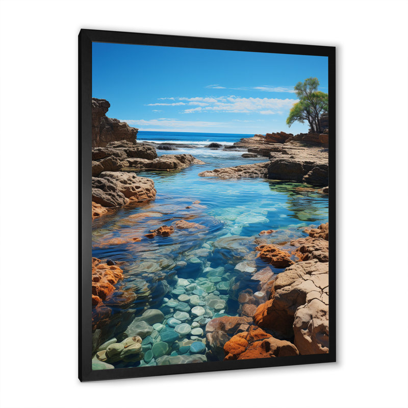 Beach Photo Tranquil Tidepools I - Art mural sur toile nautique et plage, H 44 po x l 34 po x P 1,5 po, Cadre photo noir
