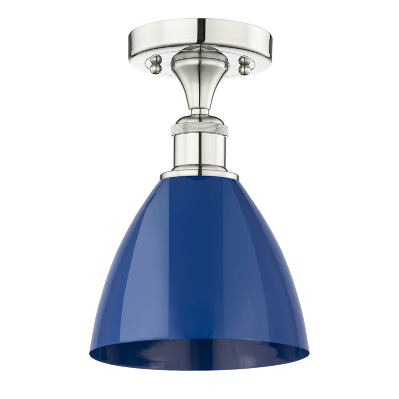 Plafonnier semi-encastré Riegelsville, Bleu, Nickel poli