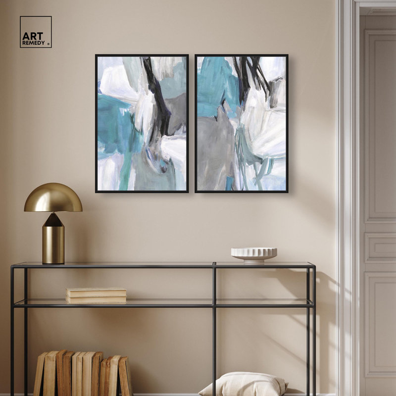 "Blue Breakthrough", reproduction d'art sur toile par Art Remedy, cadre noir, 16 x 24, 25" H x 17" W, Structure noire