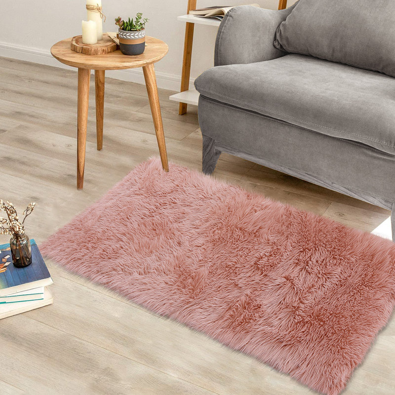 Tapis à poils longs moelleux et moelleux de style moderne et luxueux de couleur unie pour salon, Rectangulaire 3 pi x 5 pi