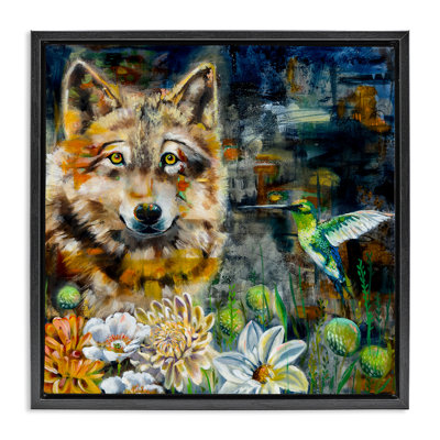 «Beautiful Wolf & Hummingbird Floater», art mural par Linda McClure