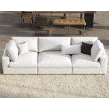 114 Inches Sectional Sofa, Modular Down Filled Sectional Sofa, 3 Seater Cozy Sofa Couch, Sofa For Living Room, Linen